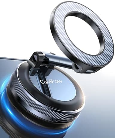 Coolpow【Newest Vacuum Magnetic Phone Holder for Car Phone Holder Mount【Movable Vacuum Suction】Magsafe Car Mount Cell Phone Holders for Your Car Accessories for Women Men for iPhone 17 Pro Max 16 15 14