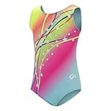 GK Stars Gymnastics & Dance Leotard for Girls and Toddlers - Activewear One Piece Outfit in Fun Colorful Prints (Child Extra Small, Rainbow Starburst)