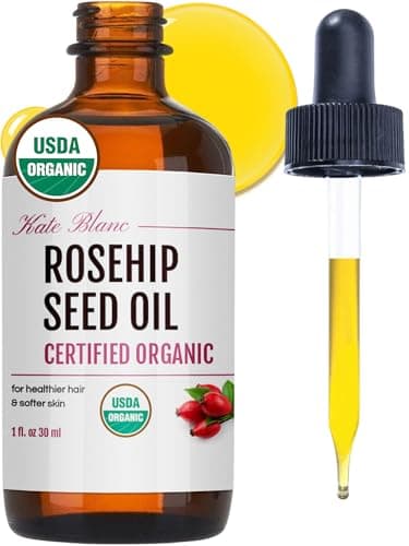 Kate Blanc Cosmetics Rosehip Seed Oil for Face, 100% Pure Organic | Cold Pressed Unrefined Rose Hip Facial Oil for Skin, Hair & Gua Sha Massage (1oz)