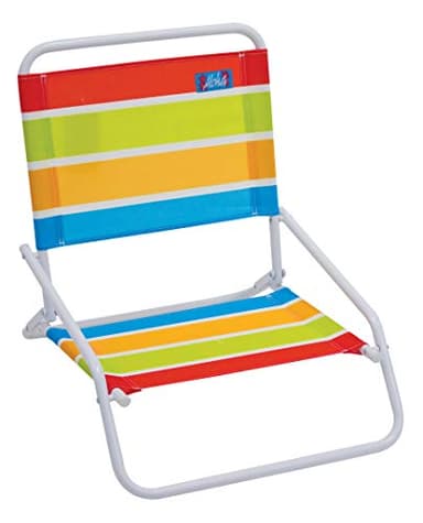 Rio Beach 1-Pack 1-Position Low-Profile Folding Beach Chairs, Lightweight Steel Outdoor Portable Camping Chairs, Supports up to 190 lbs., Bright Stripes