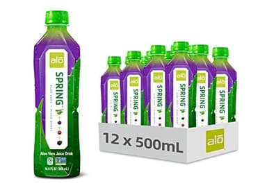 ALO Aloe Vera Juice Drink | SPRING - Aloe Vera + Mixed Berry | 16.9 fl oz, Pack of 12 | Plant-Based Drink with Real Aloe Pulp