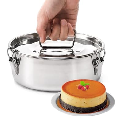 Okllen 18/8 Stainless Steel Flan Mold, 65 Oz Flan Pan with Lid and Handle, Flanera Flan Maker Mold Compatible with 6 Quart Instant Pot