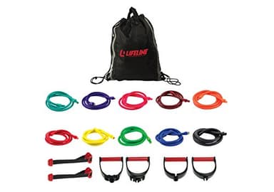 Lifeline Resistance Trainer Kit with 10lb to 100lb Adjustable Resistance Level Bands for More Workout Options Includes Triple Grip Handles, Door Anchor, 5ft Exercise Tubes and Carry Bag, Ultimate