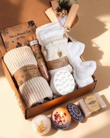 Coralogo Natural Spa Gift Baskets - Mothers Day Gifts Natural Pampering Spa Set, Self-Care Get Well Soon Basket, Thank You Gifts, Unique 11pcs Gift Set for Women Wife Mom Her Birthday
