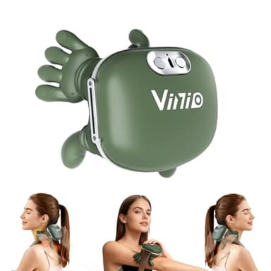 Vinid Bionic Neck and Shoulder Massager with Heat, 4D Kneading Massage, Simulated Human Hand Design for Pain Relief and Muscle Relax, Neck Massager Pillow Ideal for Valentines Gift, Green
