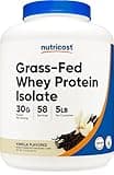 Nutricost Grass-Fed Whey Protein Isolate (Vanilla) 5LBS - Non-GMO, Gluten Free, Natural Flavors