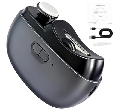 Electric Nail Clipper - 3 in 1 Upgraded Smart Trimming & Polishing Nail Clipper with 2 Adjustable Speeds, LED Light & Chip Collecting Box, Suitable for Children, Elderly(Gray)