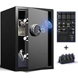 Grimtron Biometric Gun Safe (2.04 cu. ft.) – Quick Access Multiple Handgun Storage with Fingerprint & Backlit Keypad, Secure Pistol Safe Box with Door Organizer & Gun Rack