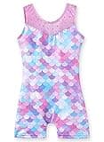 Leotards for Girls Gymnastics Unicorn Athletic Dance Wear Shiny Rainbow Blue Hotpink (Mermaid Purple, 3-4T)