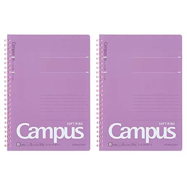 Kokuyo Campus Soft Ring Notebook, A5, B 6mm Dot Ruled, 29 Lines, 50 Sheets, Purple, Set of 2 (SU-S131BT-V)