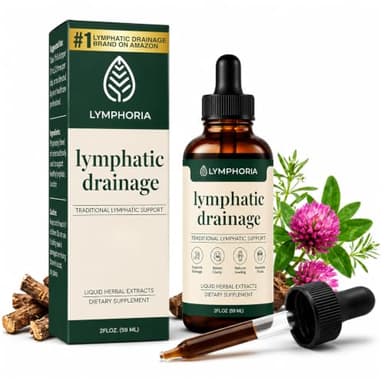 LYMPHORIA Lymphatic Drainage Drops for Bloat Relief & De-Puff – Cleavers, Red Clover, Stillingia Root & Prickly Ash Bark – Lymph Node Detox Cleanse, Fluid Retention, Alcohol-Free, 2 Fl Oz (Pack of 2)
