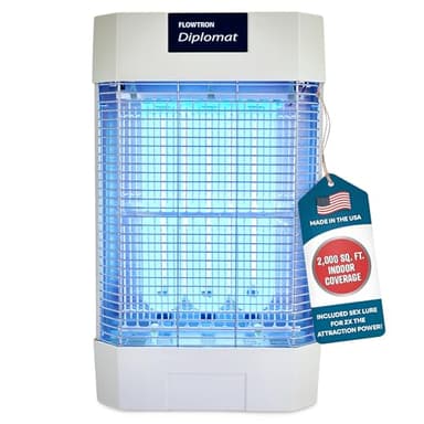 Flowtron Indoor Bug Zapper | Electric Fly & Insect Killer with 120W UV Light, Pheromone Lure Attractant, Shock Kill Grid & Reflector Panels | 2000 Sq Ft for Kitchen, Restaurant & Barn, UL Certified