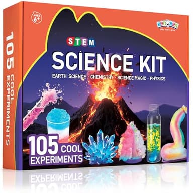 BenBen Science Kit for Kids Ages 8-12, 105 Hands-On Science Experiments with Paintable Volcano, Slime & Tornado Lab, STEM Gift for Boys Girls