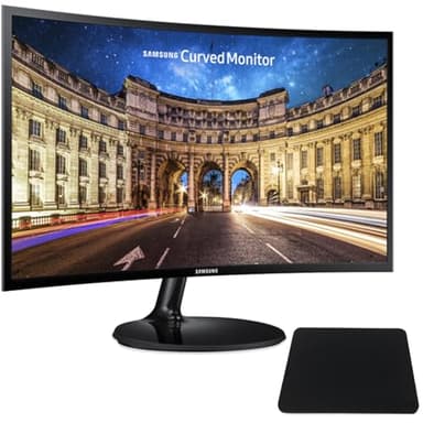 SAMSUNG 27 Inch Curved Computer Monitor, LC27F390FHNXZA LED 60Hz Full HD 1080P Gaming Slim Design for Home &Office, Black Mouse Pad Included