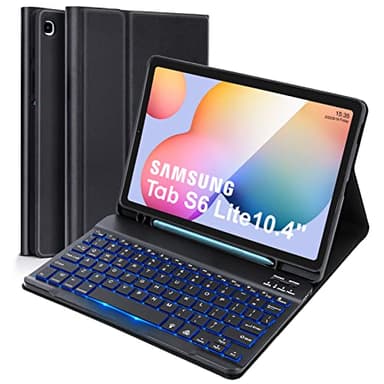 LAMA Backlit Keyboard Case for Samsung Galaxy S6 Lite 10.4" 2024/2022/2020 Case with Keyboard, Detachable Thin Case with S Pen Holder for S6 Lite 10.4" (SM-P610/P613/P615/P619/P620/P625/P627), Black