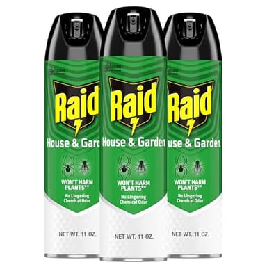 Raid House & Garden Bug Killer Aerosol Kills Bugs on Contact Won’t Harm Plants Indoor and Outdoor Use 11 Ounce (Pack of 3)