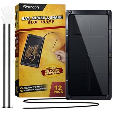 Large Rat Glue Traps for House Indoor – Touch-Free Zip Ties & Gloves Included Bulk Glue Traps for Mouse, Spiders, Snakes, Mice with Enhanced Adhesive, Pre-Baited Formula for Pest Control