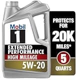 Mobil 1-123840 Extended Performance High Mileage 5W-20; 5QT, Gray