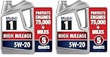 Mobil 1 High Mileage Full Synthetic Motor Oil 5W-20, 5 Quart (Pack of 2)