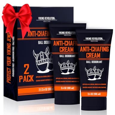 Viking Revolution Balls Deodorant for Men with Aloe Vera and Purslane - Talc Free, Quick Drying, Anti-Chafing Groin Cream for Men, 2 Pack