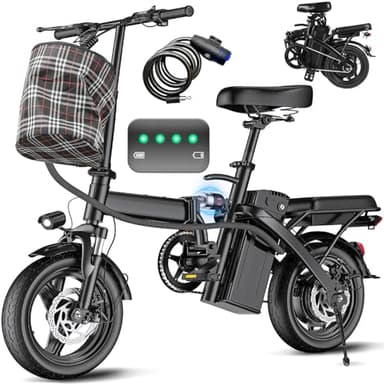 Electric Bike for Adults and Teens, 560W Motor 24MPH Compact Commuter Folding Ebike, 32 Miles Range, 48V 10Ah Battery, 3-Level Pedal Assist, 14" Foldable Mini Electric Bicycle, UL 2849 Certified