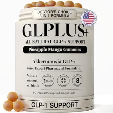 8-in-1 GLP-1 Supplement for Women and Men | Hunger & Metabolism Support Gummy with Akkermansia, Turmeric & Resveratrol, (Mango Pineapple Gummy)