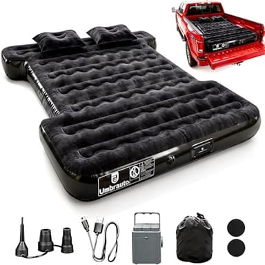 Umbrauto Built-in Pump Air Mattress for 5.5-5.8ft Full Size Short Truck Bed, Inflatable Camping Airbed with Rechargeable Cordless Pump for Truck Tent Camper