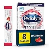 Pedialyte Electrolyte Drink Mix With Zero Sugar | Hydration With Key Electrolytes | Great Hydration Low in Calories | Strawberry, 8 Powder Packets