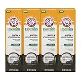 ARM & HAMMER Essentials Fluoride-Free Toothpaste Whiten + Activated Charcoal-4 Pack of 4.3oz Tubes, Clean Mint- 100% Natural Baking Soda