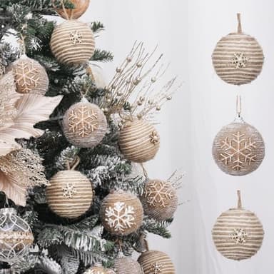 XmasExp Farmhouse Christmas Ball Ornaments Set-Rustic Shatterproof Christmas Tree Decorations 12Counts,70mm/2.76", Farmhouse