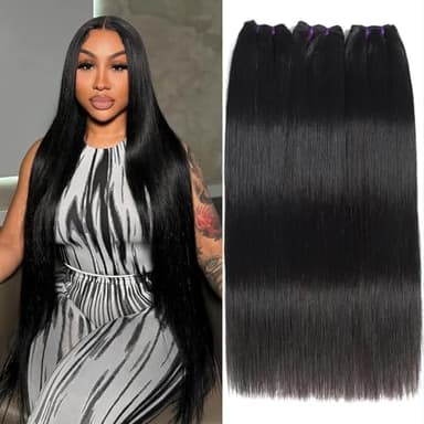 Human Hair Bundles Straight Hair 3 Bundles 18 20 22 Inch 16A Vietnamese Bundles Raw Human Hair 100% Unprocessed Virgin Hair Weave Bundles Human Hair Extension Natural Black Color