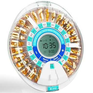 Windtrace Automatic Pill Dispenser for Elderly, Electronic Monthly Pill Organizer with Alarm & Light, 28 Day Smart Lock Medication Dispenser, Timed Pill Dispenser Machine for Prescriptions & Vitamins
