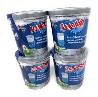 DampRid Refillable Moisture Absorber, 10.5 oz. Cups, 4 Pack, Fresh Scent, Traps Moisture for Fresher, Cleaner Air, No Electricity Required, Lasts Up To 60 Days