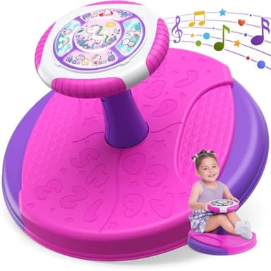 HYES Unicorn Sit and Spin Toys for Toddlers 1-3 Girls, 360° Toddler Spinning Seat with LED Lights and Music, Sensory Toys Birthday for Kids 3-5