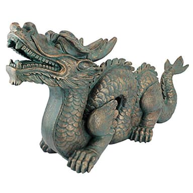 Design Toscano Asian Dragon of the Great Wall Garden Statue, Large 29 Inch Long, Cast Stone Resin, Green Bronze Verdigris Finish