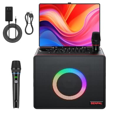 Karaoke Machine for Adults, Built-in 14 Inch Tablet with Lyrics Display, Portable Bluetooth Karaoke Speaker with 2 Wireless Microphones,800W Speaker, Connects to TV for Home Outdoor Party (Large)