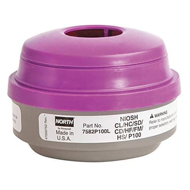 North by Honeywell 7582P100L Acid Gas Respirator Cartridges with P100 Filter Plastic, Universal, White/Purple (Pack of 2)