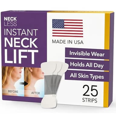 NECK LESS Professional Face Lift Strips – Instant Jawline & Neck Lift Tape | Medical-Grade, Invisible, Waterproof Skin-Tightening Solution | Non-Surgical Facial Tape Kit, 10-Hour Hold (25 Strips)