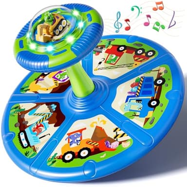 Lehoo Castle Dinosaur Sit and Spin Toys for Toddlers 1-3 Boys Birthday Gift, 360° Toddler Spinning Seat with Lights and Music, Sensory Toys for Boys Age 2-4