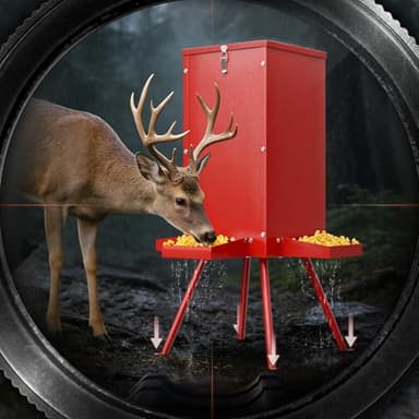 60-80lbs Deer Feeder,Red Waterproof and Anti-Corrosion Coating Gravity Deer Feeders with 4 Feeding Tray and 4-Leg Stand Reinforced,Deer Corn Duty Metal Game Feeder for Deers and Wildlife