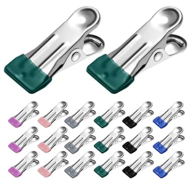 36 Pack Heavy Duty Clothes Pins, 2.17-Inch Stainless Steel Chip Clips, Multipurpose Laundry, Towel, Photo, and Food Clips, Durable and Colored, for Clothesline, Travel, and Home Use