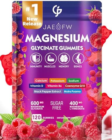 Magnesium Glycinate Gummies 1000mg – High Absorption Magnesium Complex with L-Threonate, CoQ10, Muira Puama, Vitamin D3 & B6 for Adults & Kids – Promotes Energy Balance, Focus, and Muscle Function 120