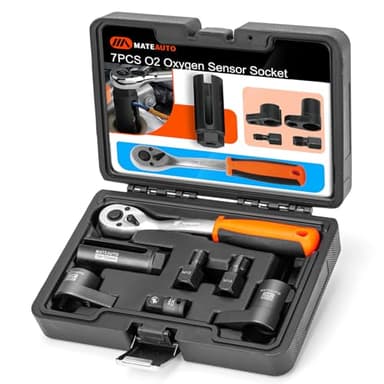 MateAuto 7PCS Oxygen Sensor Socket Set, O2 Sensor Socket and Thread Chaser Set w/Quick Release Ratchet, 3/8" & 1/2" Drive 7/8"(22mm) Oxygen Sensor Removal Tool Kit for Easy Repair