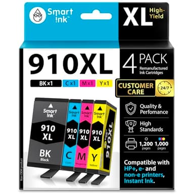 Smart Ink Remanufactured Ink Cartridges Replacement for HP 910XL 910 XL Black and Color Combo Pack to use with OfficeJet Pro 8025e 8025 8028e 8028 8035e 8035 OfficeJet 8015e 8022e 8015 8022 Printers