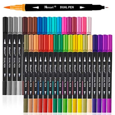 36 Dual Brush Markers for Adult Coloring Books - Fine & Brush Double Pens for Journaling, Calligraphy, Drawing, Art + Craft Supplies for Gifts Trendy Stuff