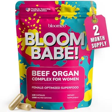 Beef Organ Supplement for Women – Liver, Uterus, Ovary, Heart, Kidney – 30+ Nutrients to Support Hormone Balance, Cycle Health, Energy, Immunity, Skin & Hair – 100% Grass Fed & 3rd Party Tested, 120ct