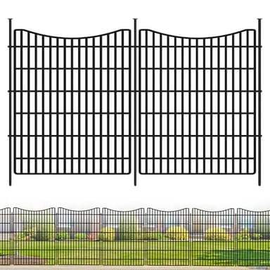 12 Panels Garden Fence Animal Barrier, 33 in(H) X 26 ft(L) Dog Fence Outdoor for Yard, Tall Metal Fencing with Ground Stakes, Temporary Fencing for Dog, Rabbits, and Patio Border