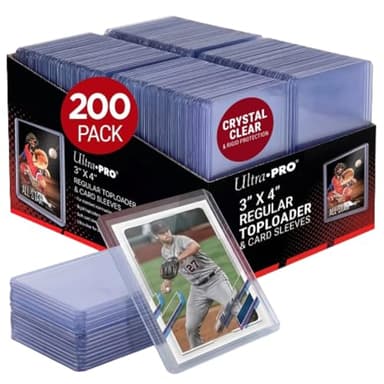 Ultra PRO 3" x 4" Clear Regular Toploaders for Cards with Card Sleeves Bundle Standard Size 200ct Trading Baseball Toploader Card Sleeve Protectors