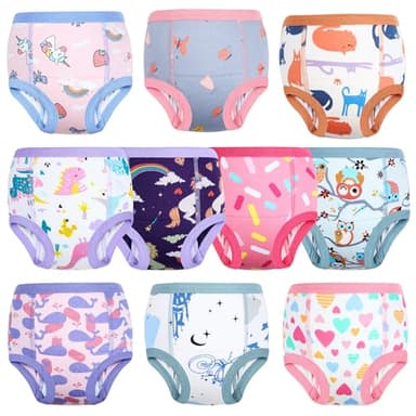 MooMoo Baby Training Underwear 10 Packs Absorbent Toddler Potty Training Pants for Girls Cotton 3T