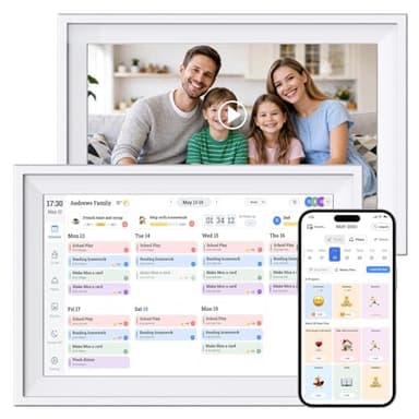 Ascrecem Digital Calendar 10.1 inch Smart Electronic Calendar for Family Chore Chart Cooking Plan HD Touchscreen with Digital Picture Frame Function Instantly Share Photos and Videos